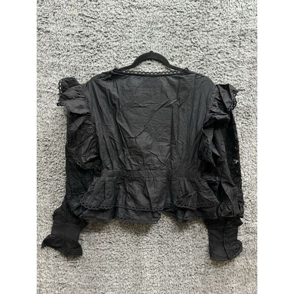 Farm Rio Women's S Cotton Long Sleeve Ruffle‎ V Neck Top NWT $170 - Picture 2 of 11